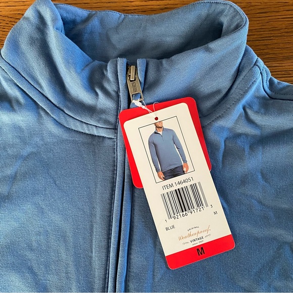 “Original Weatherproof Vintage” Quarter Zip Blue Sweater Jacket - Picture 3 of 7